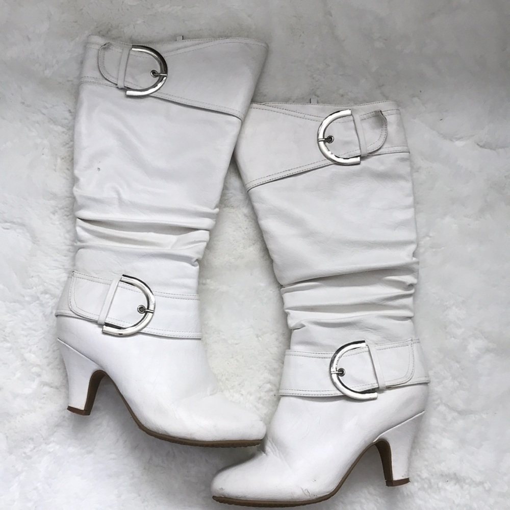 White heeled boots